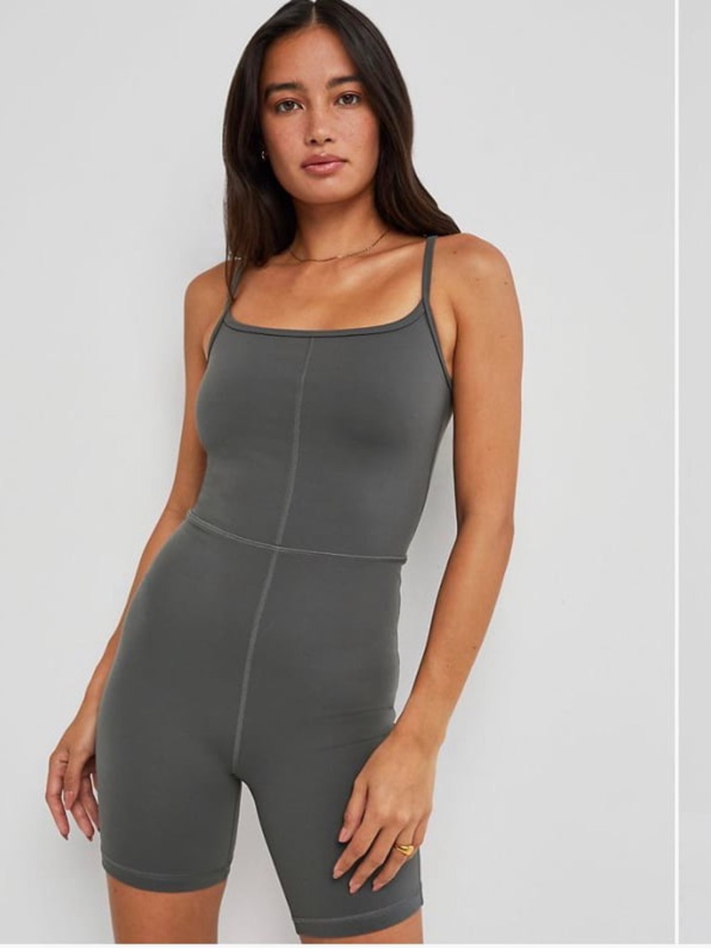 Wilfred black Scoope-Neck Unitard Romper 7” in black